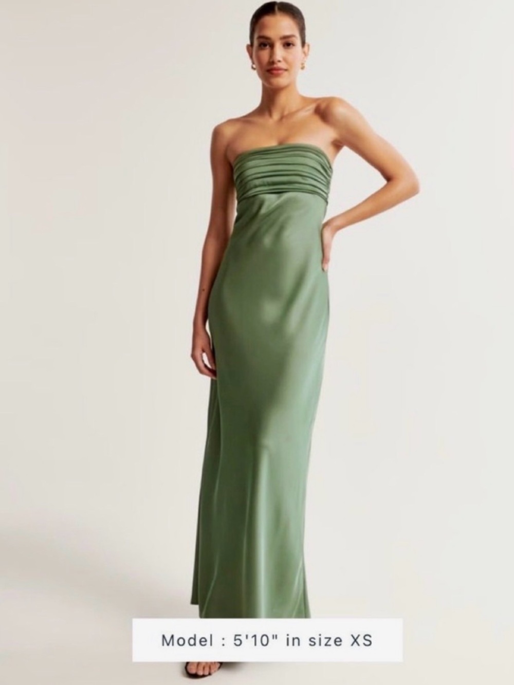 Abercrombie & Fitch Strapless Maxi Dress in Olive Green